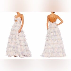 NEW Mac Duggal 67966 Violet floral Print Tired Ball Gown Sz 4